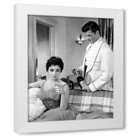 Elizabeth Taylor White Modern Wood Framed Art Print by Hollywood Photo Archive