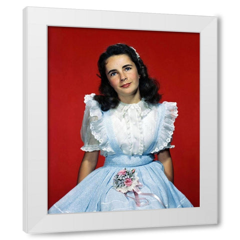 Elizabeth Taylor White Modern Wood Framed Art Print by Hollywood Photo Archive