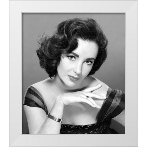 Elizabeth Taylor White Modern Wood Framed Art Print by Hollywood Photo Archive