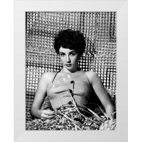 Elizabeth Taylor White Modern Wood Framed Art Print by Hollywood Photo Archive