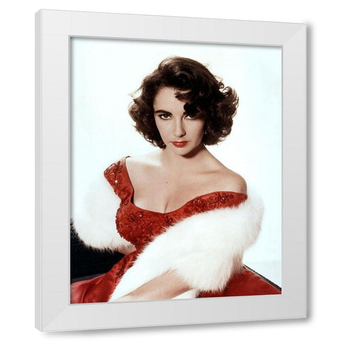 Elizabeth Taylor White Modern Wood Framed Art Print by Hollywood Photo Archive