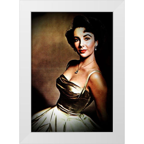 Elizabeth Taylor White Modern Wood Framed Art Print by Hollywood Photo Archive