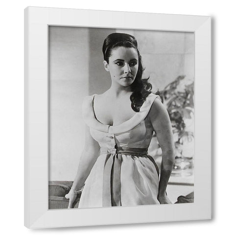Elizabeth Taylor White Modern Wood Framed Art Print by Hollywood Photo Archive