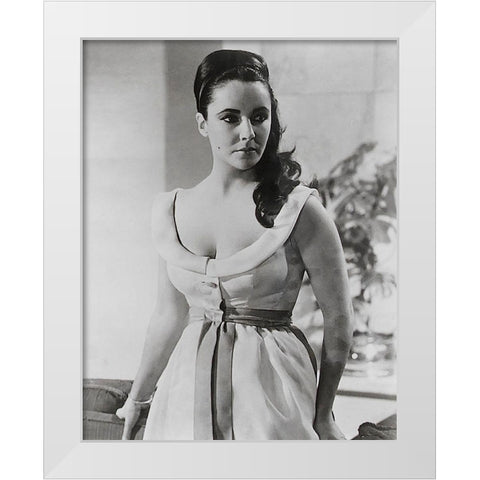 Elizabeth Taylor White Modern Wood Framed Art Print by Hollywood Photo Archive