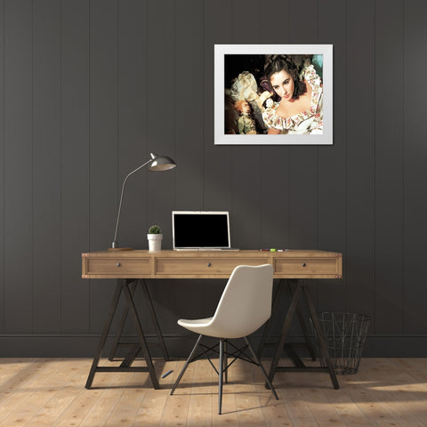 Elizabeth Taylor White Modern Wood Framed Art Print by Hollywood Photo Archive
