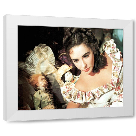 Elizabeth Taylor White Modern Wood Framed Art Print by Hollywood Photo Archive
