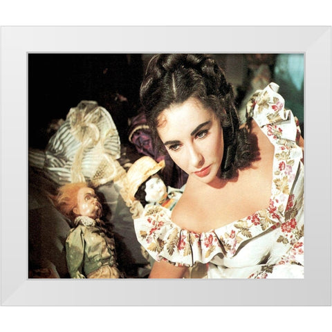 Elizabeth Taylor White Modern Wood Framed Art Print by Hollywood Photo Archive