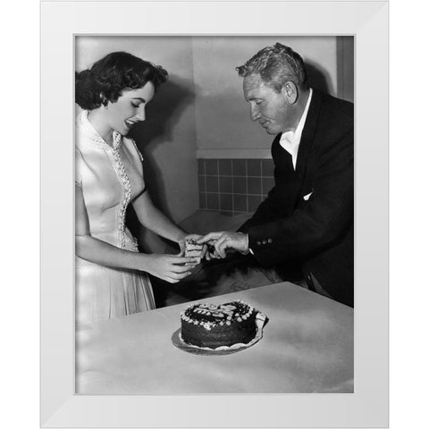 Elizabeth Taylor White Modern Wood Framed Art Print by Hollywood Photo Archive
