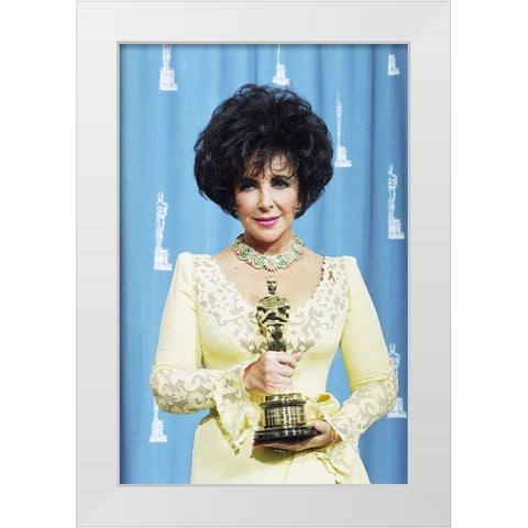Elizabeth Taylor White Modern Wood Framed Art Print by Hollywood Photo Archive