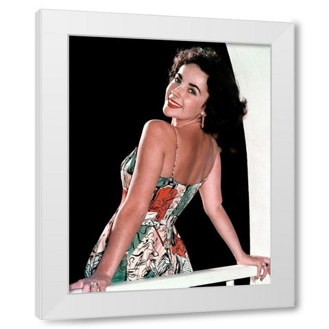 Elizabeth Taylor White Modern Wood Framed Art Print by Hollywood Photo Archive