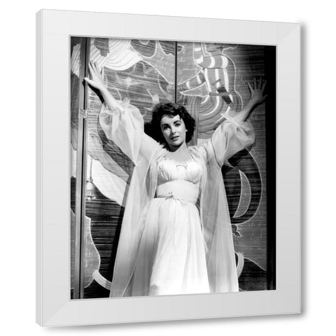 Elizabeth Taylor White Modern Wood Framed Art Print by Hollywood Photo Archive
