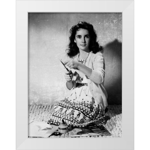 Elizabeth Taylor White Modern Wood Framed Art Print by Hollywood Photo Archive