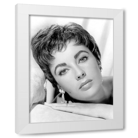 Elizabeth Taylor White Modern Wood Framed Art Print by Hollywood Photo Archive