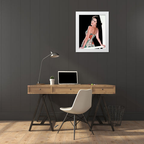 Elizabeth Taylor White Modern Wood Framed Art Print by Hollywood Photo Archive