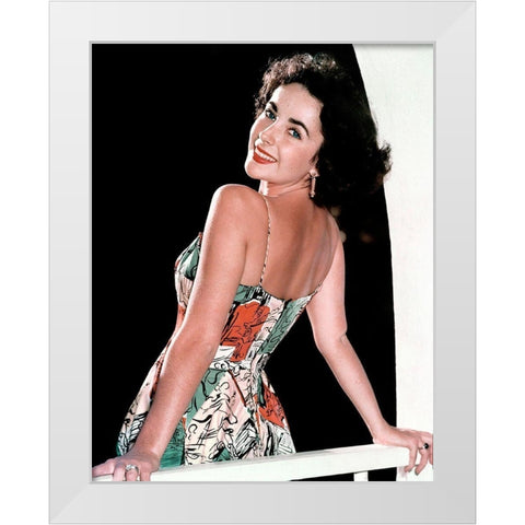 Elizabeth Taylor White Modern Wood Framed Art Print by Hollywood Photo Archive