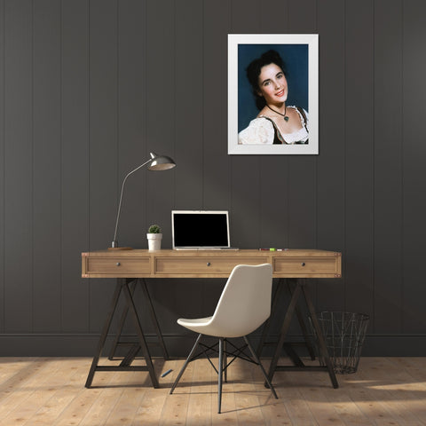 Elizabeth Taylor White Modern Wood Framed Art Print by Hollywood Photo Archive