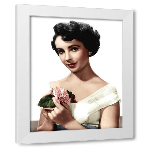 Elizabeth Taylor White Modern Wood Framed Art Print by Hollywood Photo Archive