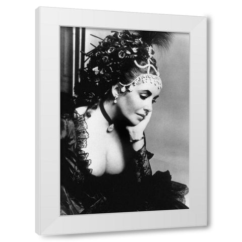 Elizabeth Taylor White Modern Wood Framed Art Print by Hollywood Photo Archive