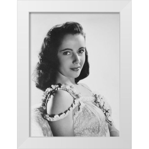 Elizabeth Taylor White Modern Wood Framed Art Print by Hollywood Photo Archive