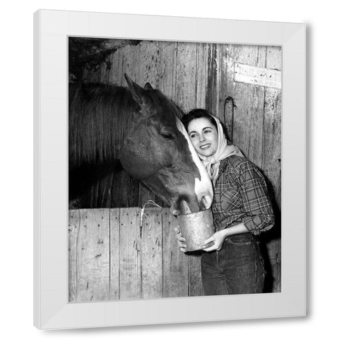 Elizabeth Taylor White Modern Wood Framed Art Print by Hollywood Photo Archive