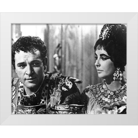 Elizabeth Taylor and Richard Burton in Cleopatra White Modern Wood Framed Art Print by Hollywood Photo Archive