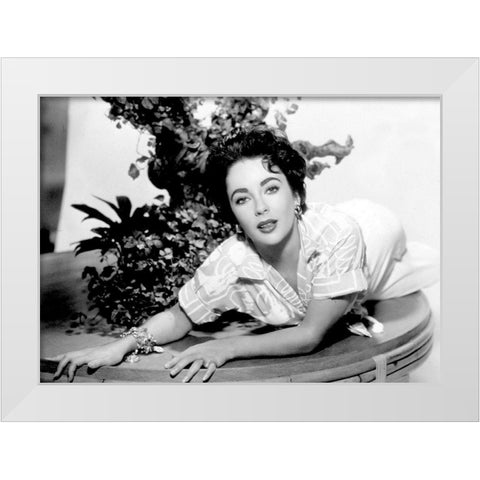 Elizabeth Taylor White Modern Wood Framed Art Print by Hollywood Photo Archive