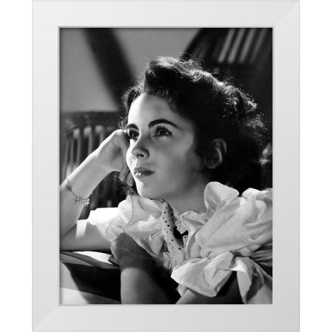 Elizabeth Taylor White Modern Wood Framed Art Print by Hollywood Photo Archive