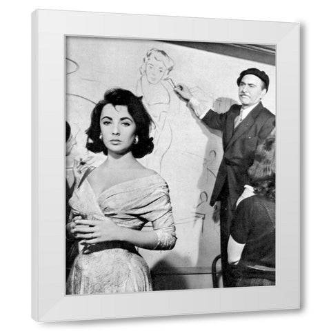 Elizabeth Taylor White Modern Wood Framed Art Print by Hollywood Photo Archive