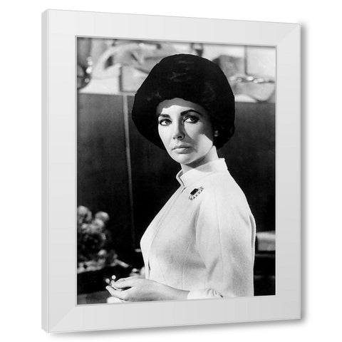 Elizabeth Taylor White Modern Wood Framed Art Print by Hollywood Photo Archive