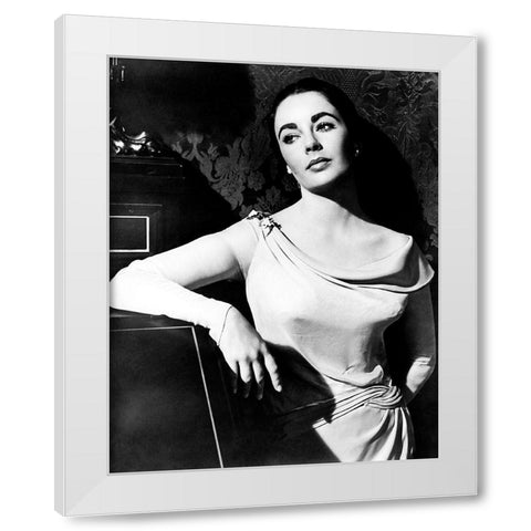 Elizabeth Taylor White Modern Wood Framed Art Print by Hollywood Photo Archive