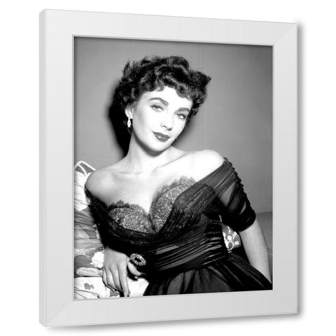 Elizabeth Taylor White Modern Wood Framed Art Print by Hollywood Photo Archive