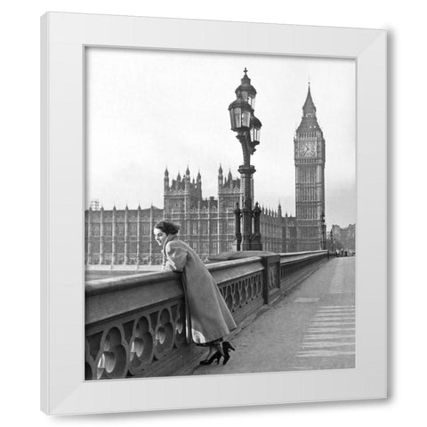 Elizabeth Taylor in London White Modern Wood Framed Art Print by Hollywood Photo Archive