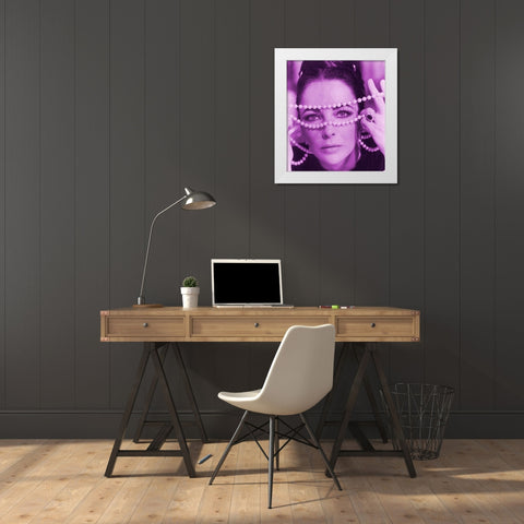 Elizabeth Taylor White Modern Wood Framed Art Print by Hollywood Photo Archive