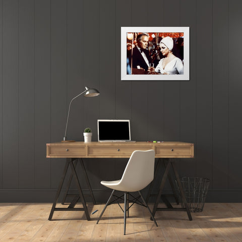 Elizabeth Taylor White Modern Wood Framed Art Print by Hollywood Photo Archive