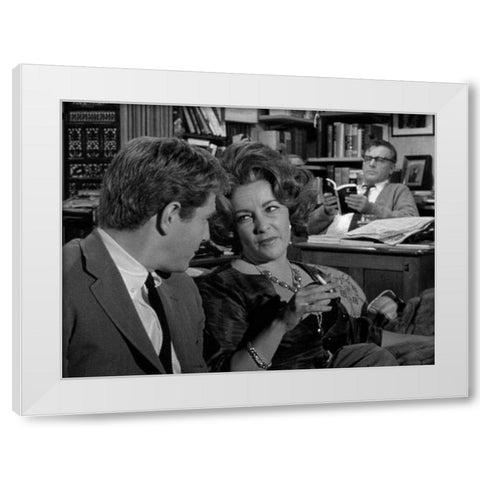 Elizabeth Taylor and Richard Burton White Modern Wood Framed Art Print by Hollywood Photo Archive