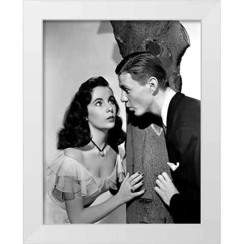 Elizabeth Taylor White Modern Wood Framed Art Print by Hollywood Photo Archive
