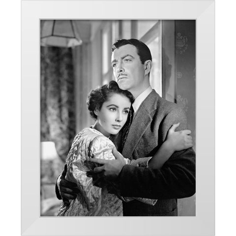Elizabeth Taylor White Modern Wood Framed Art Print by Hollywood Photo Archive