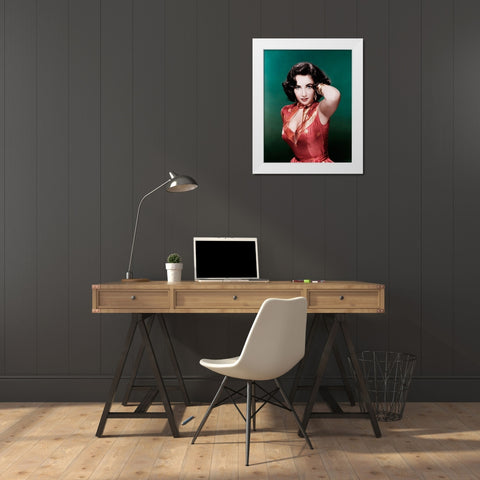 Elizabeth Taylor White Modern Wood Framed Art Print by Hollywood Photo Archive