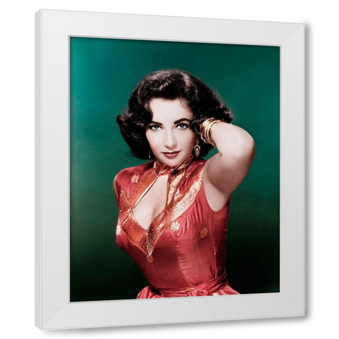 Elizabeth Taylor White Modern Wood Framed Art Print by Hollywood Photo Archive