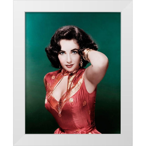 Elizabeth Taylor White Modern Wood Framed Art Print by Hollywood Photo Archive