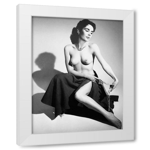 Elizabeth Taylor White Modern Wood Framed Art Print by Hollywood Photo Archive