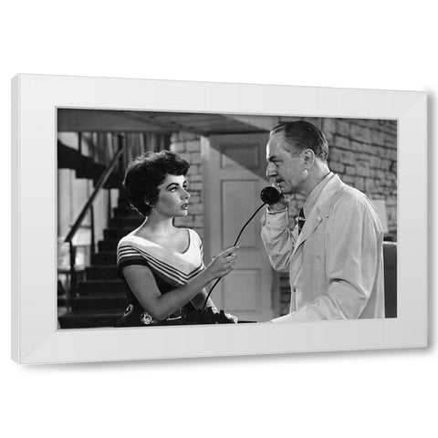 Elizabeth Taylor White Modern Wood Framed Art Print by Hollywood Photo Archive