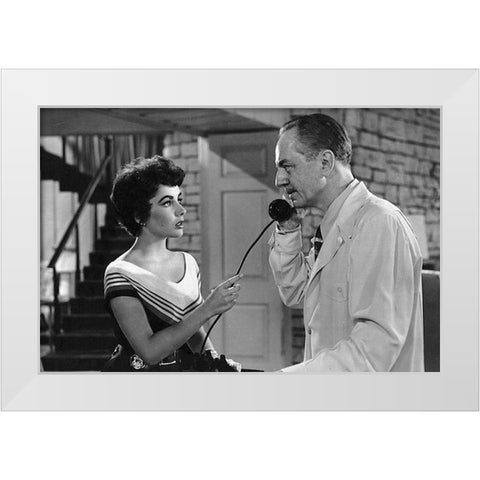 Elizabeth Taylor White Modern Wood Framed Art Print by Hollywood Photo Archive