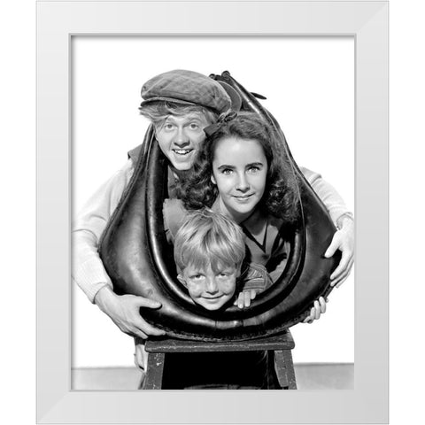 National Velvet - Elizabeth Taylor, Andy Rooney and Jackie Jenkins White Modern Wood Framed Art Print by Hollywood Photo Archive