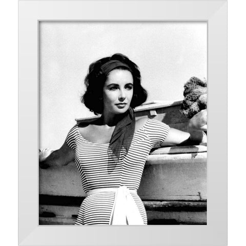 Elizabeth Taylor White Modern Wood Framed Art Print by Hollywood Photo Archive