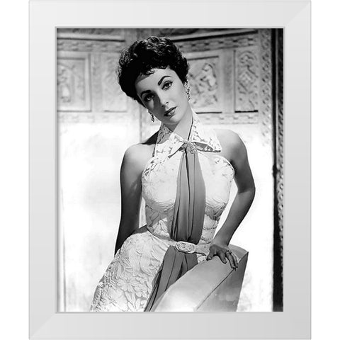 Elizabeth Taylor White Modern Wood Framed Art Print by Hollywood Photo Archive