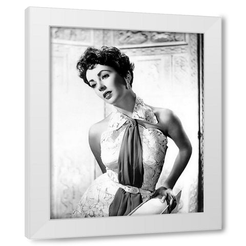 Elizabeth Taylor White Modern Wood Framed Art Print by Hollywood Photo Archive