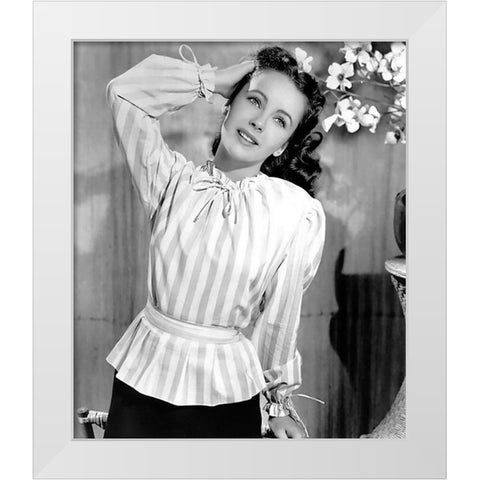 Elizabeth Taylor White Modern Wood Framed Art Print by Hollywood Photo Archive