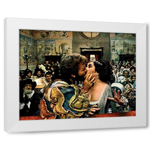 The Taming of the Shrew - Elizabeth Taylor and Richard Burton White Modern Wood Framed Art Print by Hollywood Photo Archive