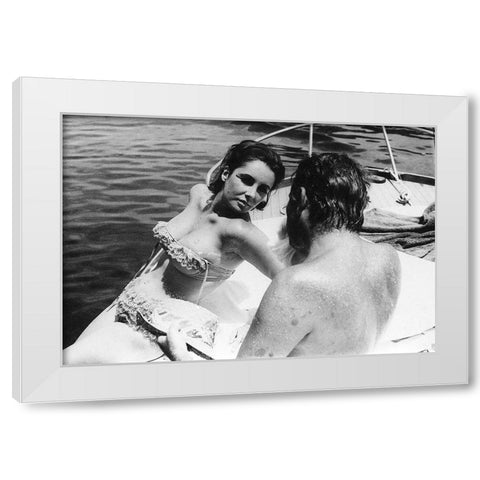 Elizabeth Taylor White Modern Wood Framed Art Print by Hollywood Photo Archive
